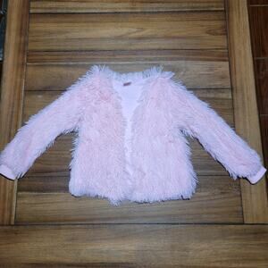 Arizona Jean Co Girls LS Crop Pink Faux Fur Jacket - Size XXS 4/5